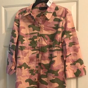NY and Co Pink Camo Blouse Size Medium